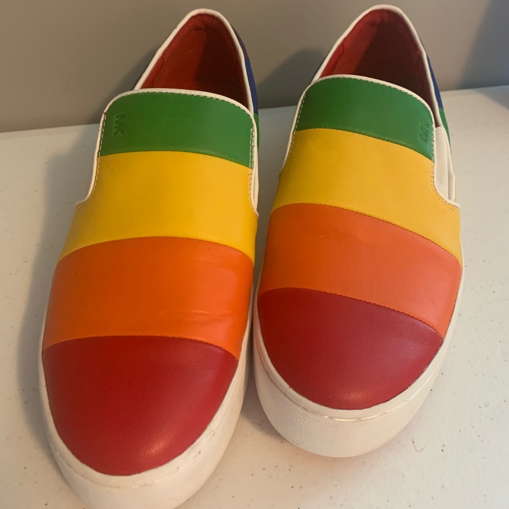 Michael Kors Dylan Rainbow Pride Leather Slip-On 8
